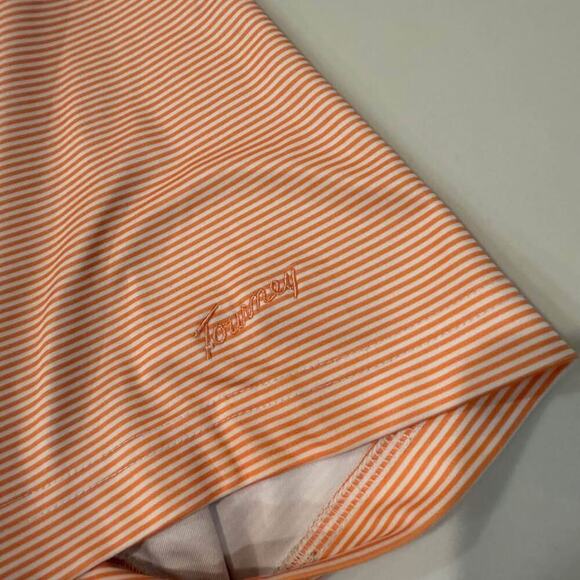 Tourney ShortSleeve Golf Polo Peach Nectar Stripe Men XXL Athleisure Performance - Picture 5 of 7